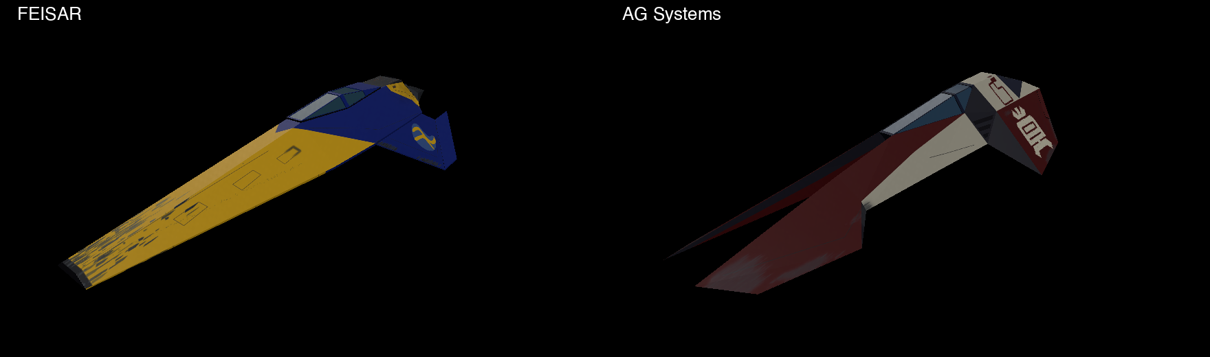 FEISAR and AG Systems in fresh native model-viewer captures.