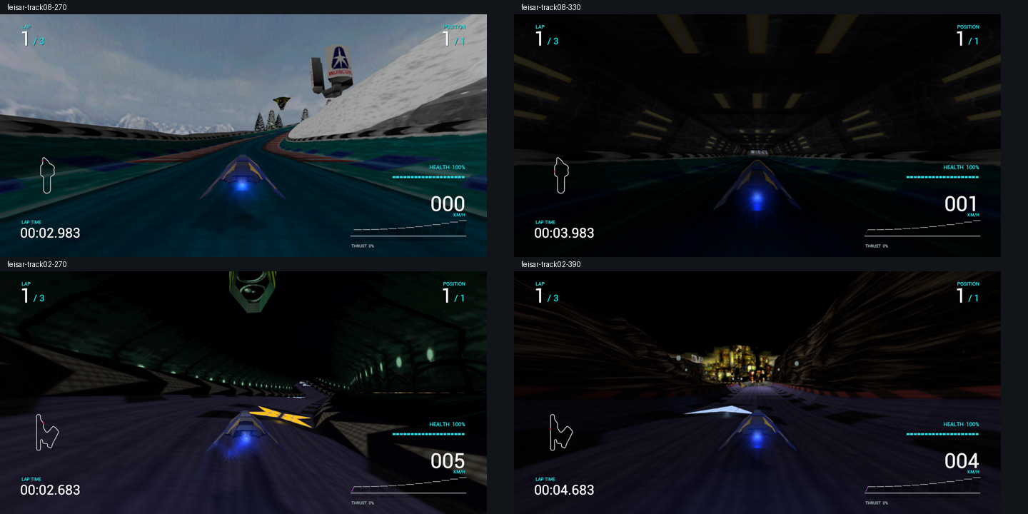 Feisar gameplay captures in varied track lighting