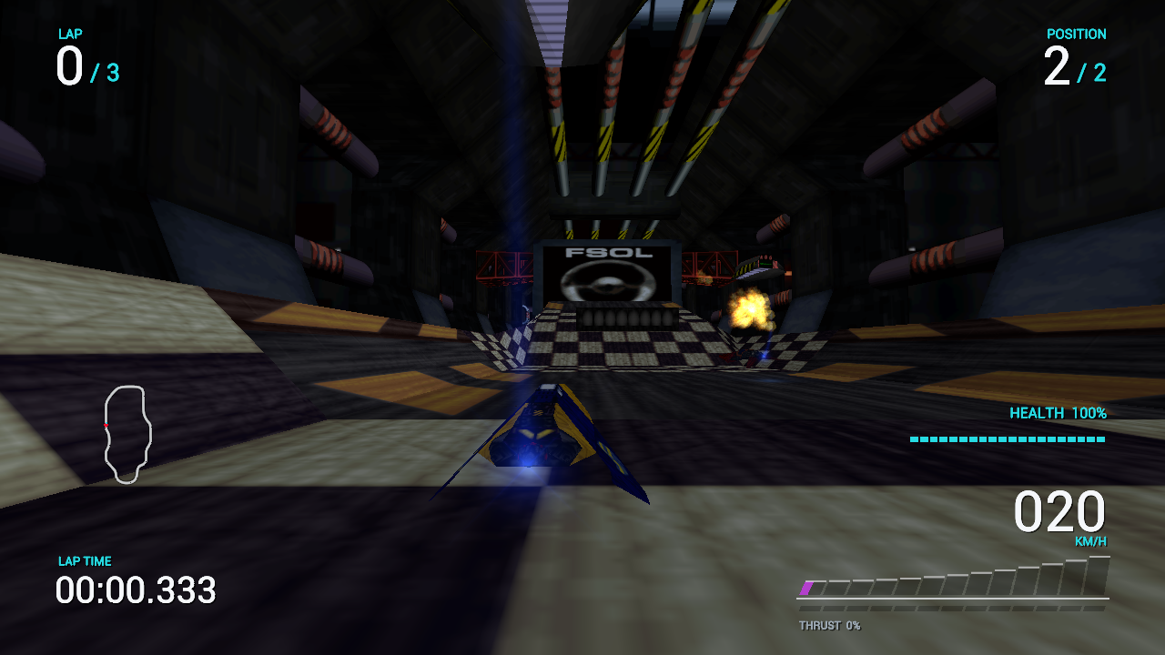 Ships racing with engine trails and a weapon effect in NullG